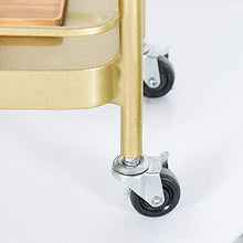BLWX LY Carrello di stoccaggio in Ferro, ripiano a 2 Piani con Ruote ， Ripiano for organizzatore for Salone di Bellezza, Carrello da Cucina Stretto ， Oro