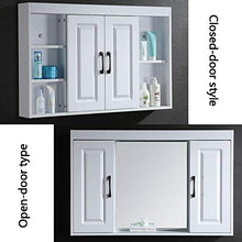 ZQ- Armadietto Specchio Bagno in Legno Massello, Scatola Portaoggetti Nascosta con Doppio Sportello, con Ripiano, Bianco, 65 × 70 × 14 Cm ^_^