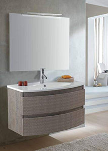 Set Mobile Curvo Lavabo Specchio LED Arredo Bagno Moderno Virginia90 CERAMICHEMIRANDA-Tessuto