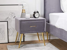 Comodino velluto grigio e oro con cassetto Flayat