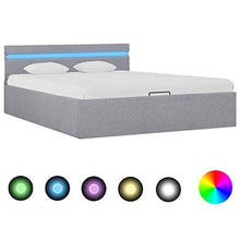 Tidyard Letto Idraulico Contenitore LED Grigio Chiaro Tessuto 140x200cm,Camera da Letto, Camera degli Ospiti o dormitorio