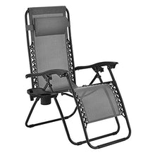 [en.casa] Lettino Prendisole/Sdraio a gravità Zero Sedia Relax Pieghevole per Giardino/Spiaggia Lettino da Esterno in Acciaio con Portabicchiere e Poggiatesta Rimovibili - Grigio Scuro