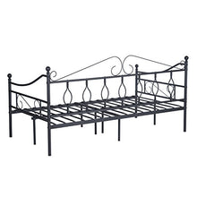AINGOO Letto di Riposo in divani Letto in Metallo con Gambe e testiera per Materasso 90 * 190 cm Nero