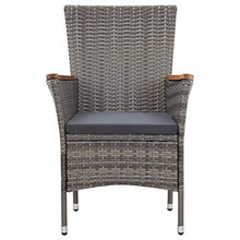 Tidyard Set da Pranzo da Giardino in Polyrattan, Tavolo Sedie da Giardino, Set Mobili da Giardino con Cuscini Grigio 7 pz
