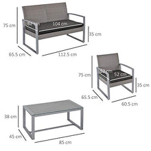 Outsunny Salotto da Giardino in Rattan, Set Mobili da Esterno con Divano da Giardino e Poltrona da Esterno, Grigio