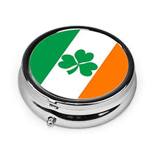 Bandiera dell'Irlanda - Contenitore rotondo per pillole a 3 scomparti, in metallo, per medicina e vitamine, per viaggi all'aperto