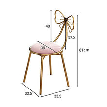 MYAOU Sgabello da toeletta con Seduta in Velluto con Struttura in Metallo Dorato, Schienale a Forma di Farfalla, sedie da Trucco per Cucina Camera da Letto, Rosa