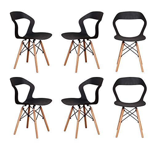 Sedie da pranzo Set di 6 Sedie da ufficio per sala da pranzo Soggiorno Cucina Sedie da toeletta con schienale alto per camera da letto (Black E6)