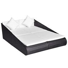 Tidyard Lettino Prendisole Nero 201x139 cm in Polyrattan, Sedie a Sdraio da Giardino, Lettino da Esterno, Lettino Prendisole, 201 x 139 x 58 cm Nero