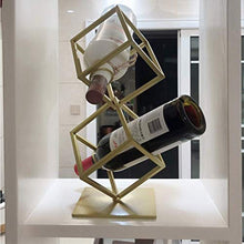 ZLJ Portabottiglie per Vino Creativo Articoli per l'arredamento Portabottiglie per Vino in Ferro battuto Espositore per Bottiglie di Vino Geometrico Moderno da Tavolo Espositore Oro