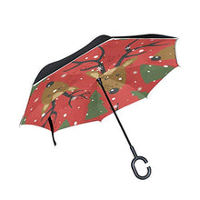 LENNEL - Maniglia a C con strisce riflettenti di sicurezza notturna Christman, cervo, fiocco di neve, doppio strato, antivento, design invertito