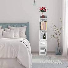Zerone - Armadietto portaoggetti da bagno, in legno bianco, moderno, autoportante, con porta a scatto e ripiano aperto, per casa, soggiorno, camera da letto, 100 x 20 x 20 cm