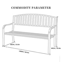 Panchina per terrazza da parco Panchina per il tempo libero da esterno, Panchina da giardino in ghisa resistente alle intemperie con cuscino, Panca da 2-3 posti con schienale e braccioli, Panche da