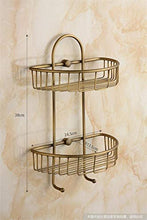 GJJSZ Scaffali per cestini antichi a Due Piani/Mensola angolare/Portaoggetti da Bagno,Ottone,processo Spazzolato,mensola da Bagno 24,5 * 38 cm