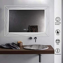Specchio Rotondo A Muro Controluce LED, Specchio da bagno a LED, specchio a specchio a LED a LED 31x22 pollici Specchio a specchio retroilluminato con luci con display temporale, bordo lucido Frameles