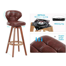 GYPPG Sgabello Bar Girevole per Interni con Schienale e Gambe in Legno per Cucina di casa, Moderno, Contemporaneo - Altezza Pub - Sedile Imbottito in Pelle PU