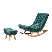 XinQing-Sedia a dondolo Sedia a dondolo in legno massello in pelle scamosciata Balcone Lazy Divano Sedia per il tempo libero Sedia per il tempo libero Sedia comoda stile nordico, verde scuro, con peda