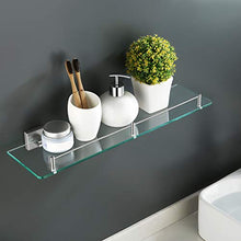 KES Mensola Bagno Vetro Mensola da Muro, Mensola Doccia in Vetro Temperato Acciaio Inox Spazzolato, A2420A-2