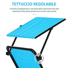 Outsunny Sdraio da Giardino Pieghevole con Tettuccio e Rivestimento in Gommapiuma, Lettino Prendisole con Schienale Regolabile 66x164x84.5cm Blu