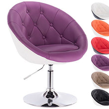 WOLTU BH41vlw-1 Poltroncina da Bar Sgabello Girevole Sedia con Schienale Braccioli in Ecopelle Altezza Regolabile Viola+Bianco