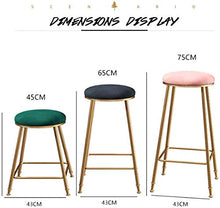 WANGFENG Sgabelli Sgabello da Bar Altezza Bancone da Bar Finitura in Metallo/Ferro per Pub/Ristorante/Cucina Domestica - Seggiolone Senza Schienale con Morbido Cuscino in Velluto - (Blu, Rosa, Verde)