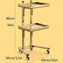 KDBEB 2 Piani Scaffali Componibili con Ruote,Giallo Acciaio Carrello Spesa con Maniglie Ergonomiche per Il Carrello di Stoccaggio del Parrucchiere del Parrucchiere