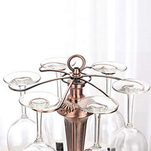 FCXBQ Creativo Portabottiglie in Ferro battuto Calice Armadio Bar Metallo Bronzo Portaoggetti in Vetro da Vino con 6 Ganci Rack