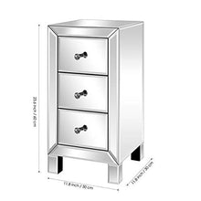 Comodino moderno a specchio, con 3 cassetti, comodino da comodino, comodino, scrivania, divano, comodino, in vetro, per camera da letto, soggiorno, mobili