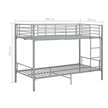 Tidyard Letto a Castello in Metallo con Rete a doghe Incluse,Scomponibile in 2 lettini Singoli,90x200 cm,Grigio