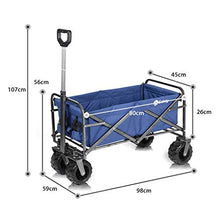 NJYT Giardino Carrello con 4 Ruote Heavy Duty Pieghevole Pull Wagon Handcart Carrello Pieghevole Giardino Trasporto Carrello Pieghevole Portatile Beach Camping Carrello (Color : Blue)