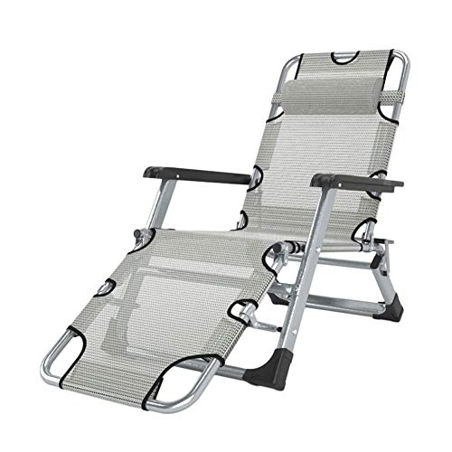 Hfyg Lettino Prendisole Sedia Gravity Zero Sedia Sdraio Pieghevole Sedia da Campeggio Portatile reclinabile Sedia da Giardino Supporto 200kg Chaise Longue (Color : Light Gray)