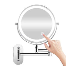 WZDD Specchio Trucco Ingranditore da Parete, Specchio per Trucco Makeup con Ingrandimento 10 X E Luce LED, Doppio Lato Specchio Cosmetico - Diametro 8 Pollici (20 Cm)