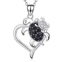 Collana in Argento Sterling, Collana Creativa A Forma di Cuore in Argento Sterling S925Tortoise Madre E Bambino, Adatta per La Festa della Mamma, Regali di Anniversario E Regali di Compleanno