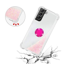 Custodia protettiva in silicone TPU con anello di diamante per Samsung Galaxy S21 + 5G/S21 Plus 5G (stelle rosa fluorescente)