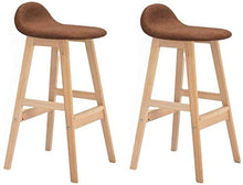 WZX Sgabelli da bancone da Cucina Sgabelli da Bar Set di 2 sedie in Legno massello Gambe controsoffitto in Pelle di Lino con Schienale Sedia Grande