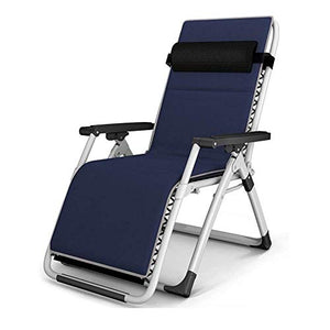Hfyg Lettino Prendisole Pieghevole reclinabile a gravità Zero, poltroncina da Esterno reclinabile da Giardino Piscina da Patio con Cuscini 200kg Chaise Longue (Color : Blue)