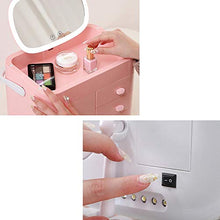 LFK Nuovo Multi-funzione USB Jack Storage Caso Cosmetico LED Touch Interruttore Trucco Specchio Creativo Mano Lampada Luce Trucco Box Bellezza Specchio