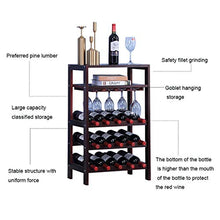 Cremagliera del vino, soggiorno armadietto del vino in legno massello dal pavimento al soffitto, vino visualizzazione vino rosso cremagliera multistrato, con testa in giù la cremagliera di vetro di vi
