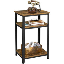 Yaheetech Tavolino da Caffè Vintage Stile Industriale Tavolino Lato a 3 Ripiani Comodino Porta Telefono in Legno e Metallo Tavolino d’Appoggio per Salotto Ingresso Ufficio 45 x 35 x 74,5 cm