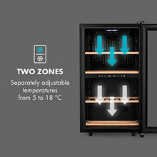 KLARSTEIN Barossa - Cantinetta Vino Doppia Temperatura, Cantina Vino, 2 Zone, Temperatura: 5-18 °C , Porta in Vetro, Display LCD, Illuminazione Interna a LED, Touch, Nero, 34 Bottiglie