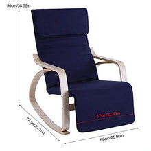 Poltrona Dondolo Sedia a Dondolo,Sedia Sdraio Imbottita Poltrona a Dondolo Poltroncina Relax con Poggia Gambe di Angolo Regolabile(blu scuro)