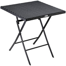 CASARIA Tavolino Pieghevole in Poly Rattan da Balcone Richiudibile 63x63x73 cm Tavolo da Giardino Nero