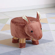 lovehouse Legno Sgabello A Piedi Animale per I Bambini,Imbottita Giro-su Pouf Sedile Imbottito CSU Coperchio Rimovibile,Reparto Nesuatale Soggiorno Pouf Riposo del Piede Sgabello Canguro 22x28cm