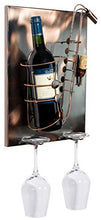 BRUBAKER portabottiglie vino sassofono - Wall Art picture metal - con 2 portabicchieri - incluso biglietto di auguri per regalo vino