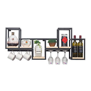 Porta Bottiglie da Vino Wine Rack Holder Vino Mensola Pensile del Vino del Metallo Espositore di Vino in Ferro Battuto Stare Ristorante Mensola Supporto A Parete della Cucina Bicchiere di Vino Mobili
