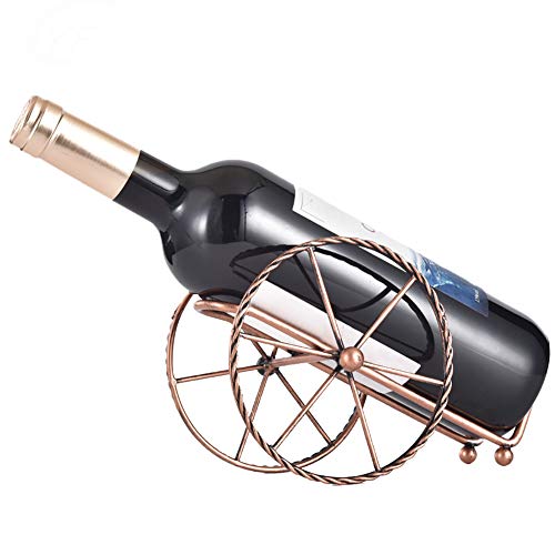 PUMYPOREITY - Portabottiglie vino in metallo, a forma di ruota, stile vintage, porta bottiglie in vetro, per casa, bar, ripiano per vino, decorazione da tavolo