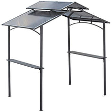 Outsunny Gazebo da Giardino per Barbecue, Doppio Tetto Anti-UV e Struttura in Acciaio con Mensole, 240x150x250cm, Nero