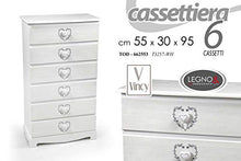 Gicos CASSETTIERA in Legno 6 CASSETTI Cuore 50X30X95 CM 662553