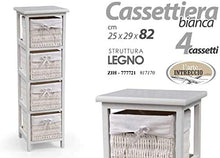 GICOS IMPORT EXPORT SRL Mobile cassettiera Comodino comò in Legno Bianco 4 cassetti Intrecciati 25 * 29 * 82 cm Shabby Chic ZIH-777721