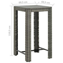 FAMIROSA Tavolo da Bar da Giardino Grigio 60,5x60,5x110,5 cm Polyrattan
